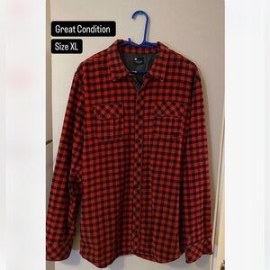 DC Red and Black Plaid Casual Button Down Shirt